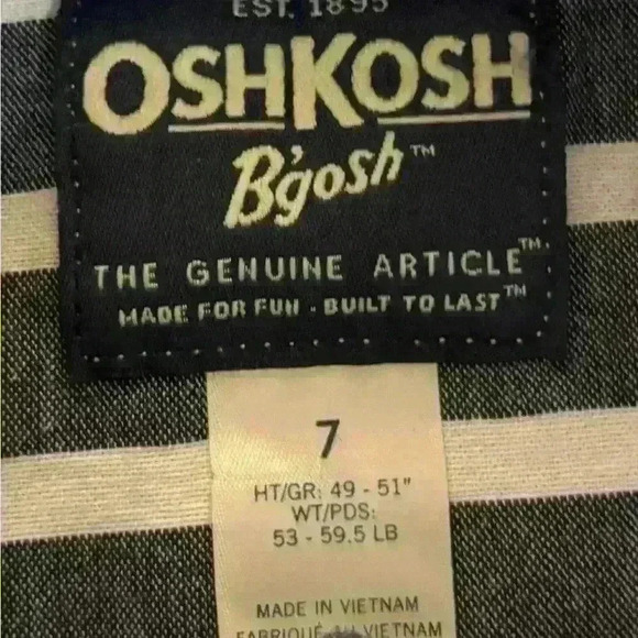 OshKosh B'gosh Lightweight FullZip Hooded Jacket blue & white striped Boys Sz 7 - Picture 3 of 4